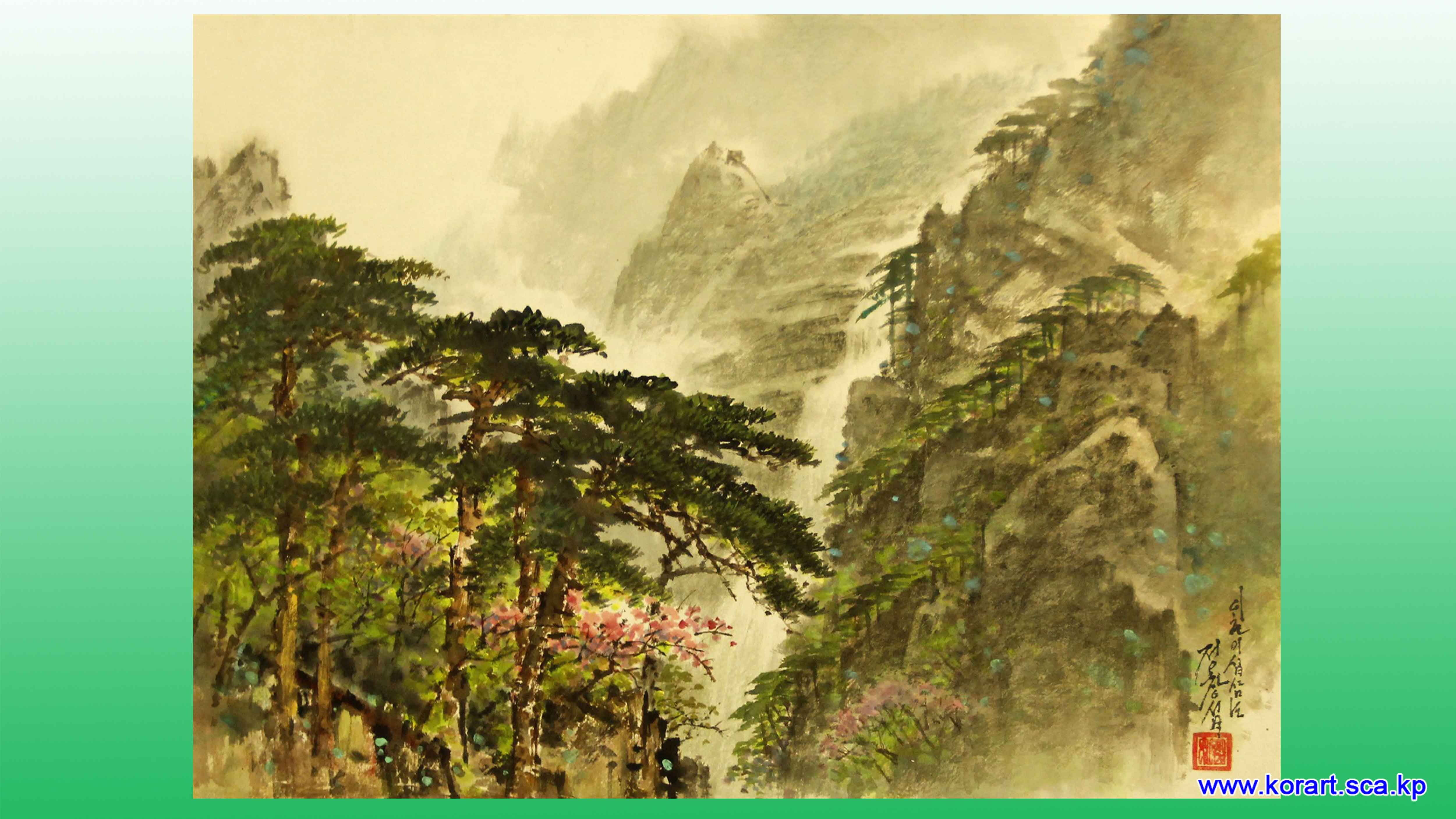조선화 《금강산 비봉폭포》