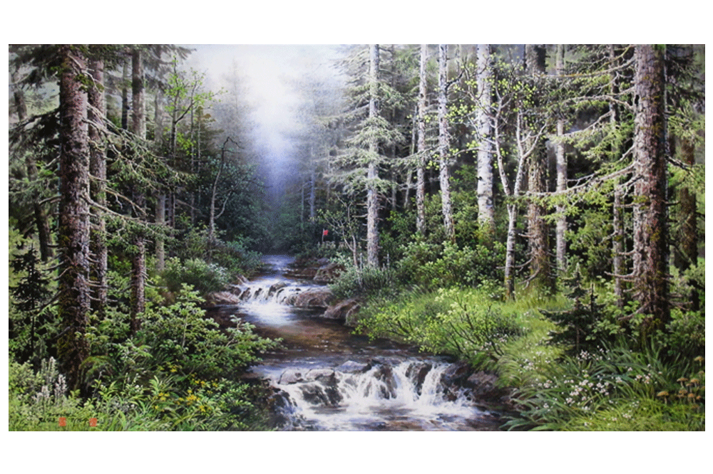 Korean Art Korean painting Sobaek Stream in Summer