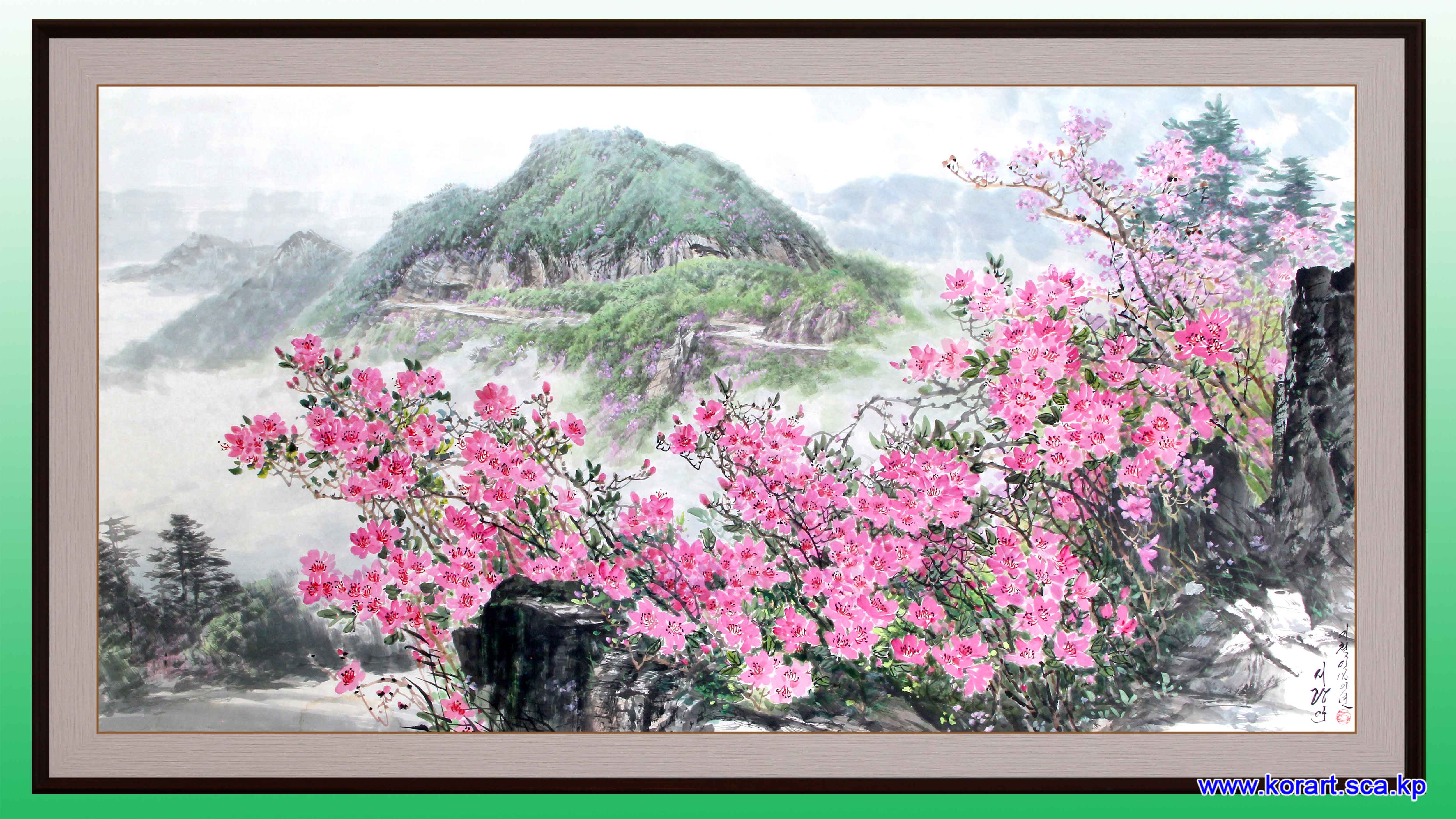 Korean painting Mt Osong in spring