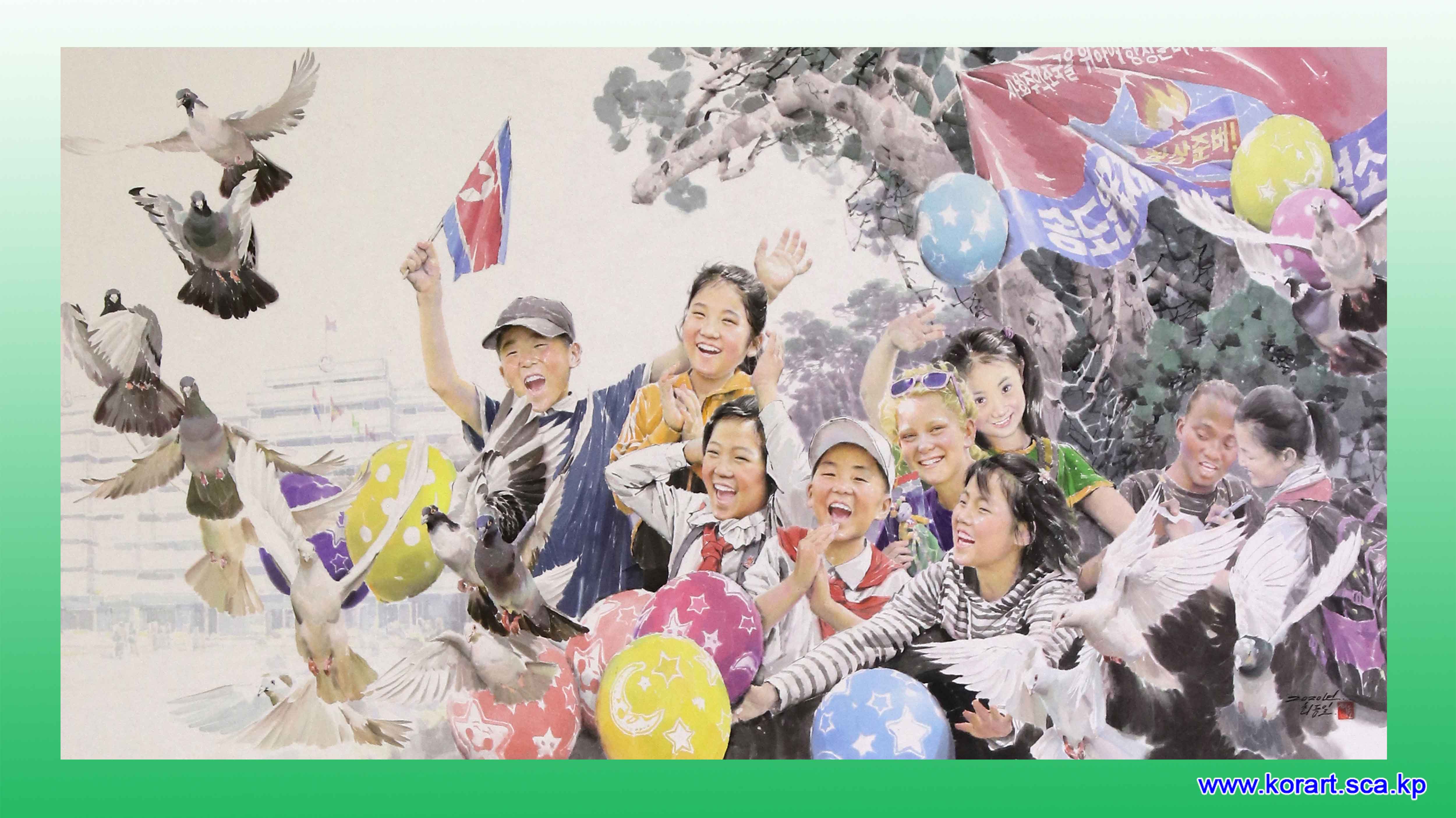Korean painting Smile brightly
