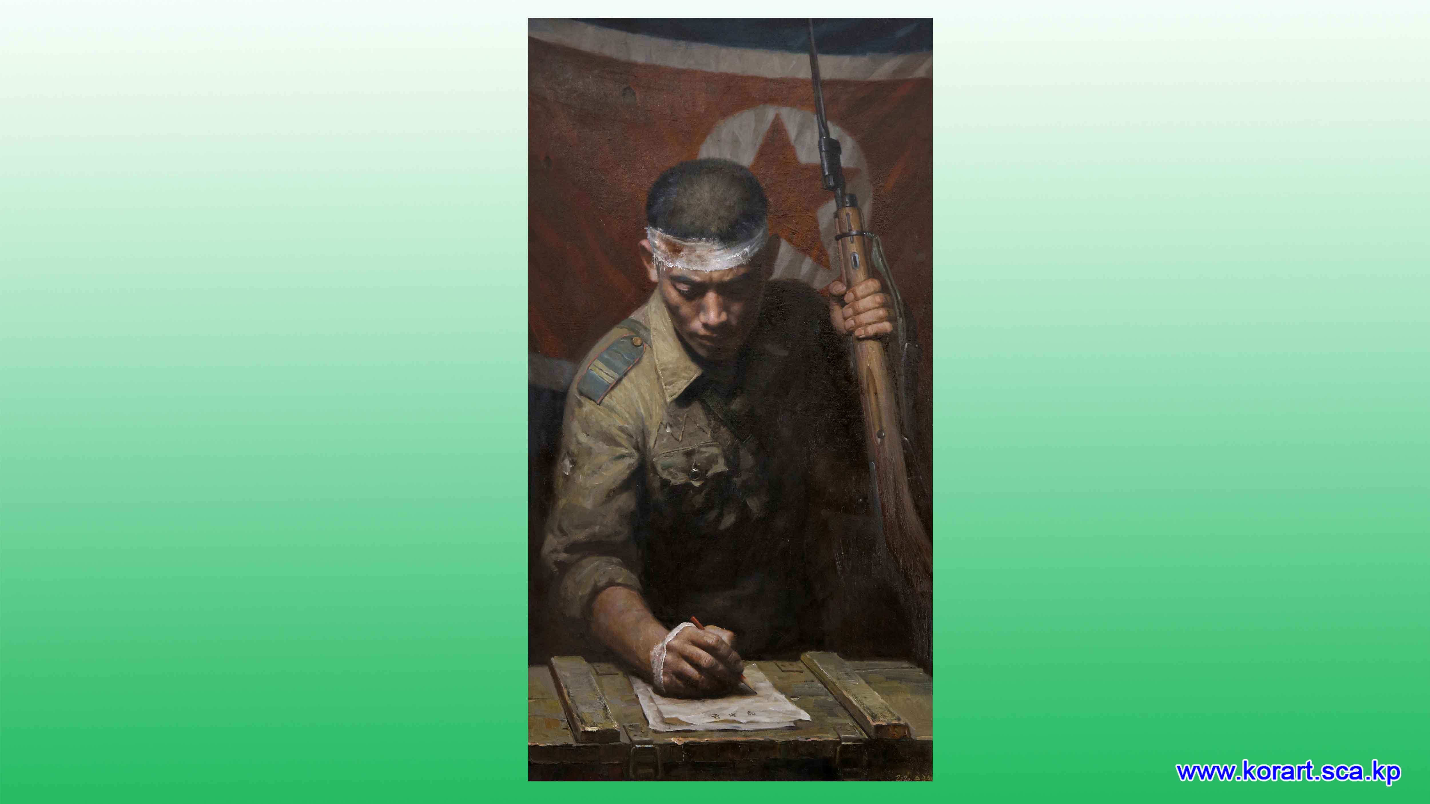 Oil painting Writing a letter of oath