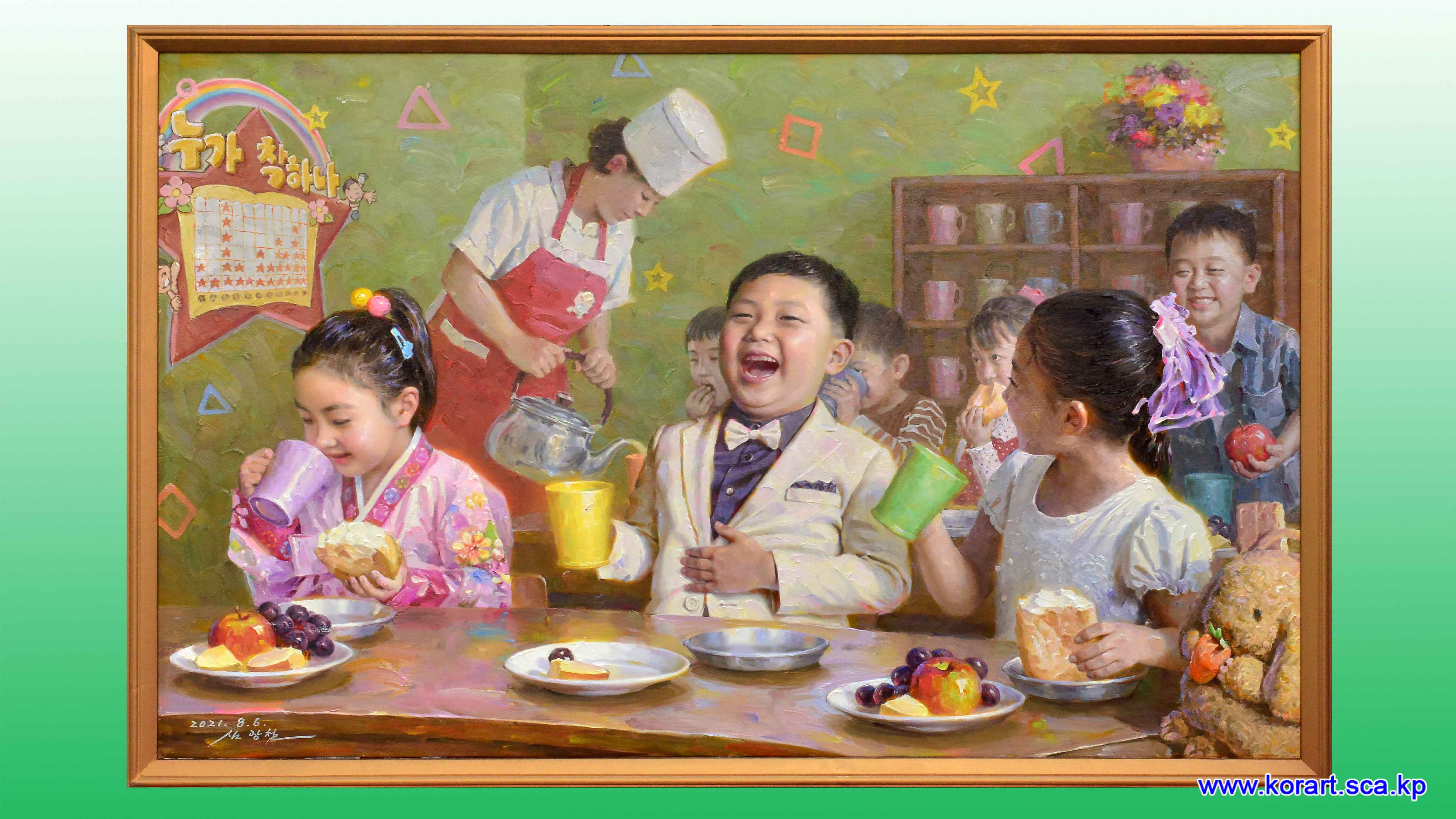 Oil painting Milk time